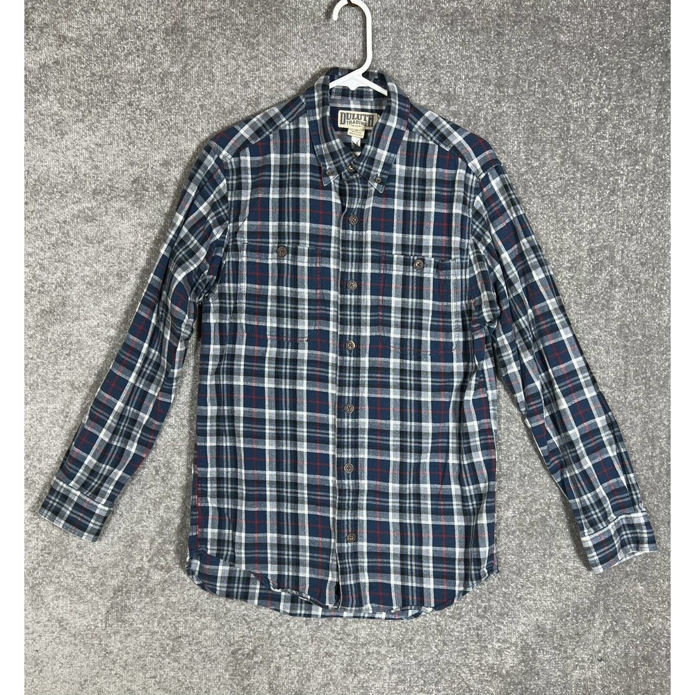 Duluth Trading Flannel Button Down Shirt Mens Size‎ Medium Blue Plaid
